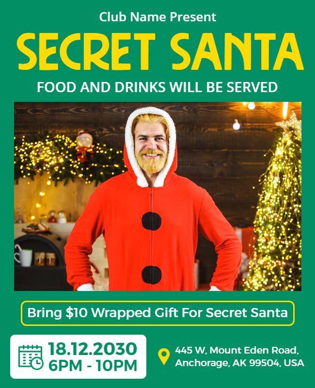 Secret Santa Holiday Party Flyer Template