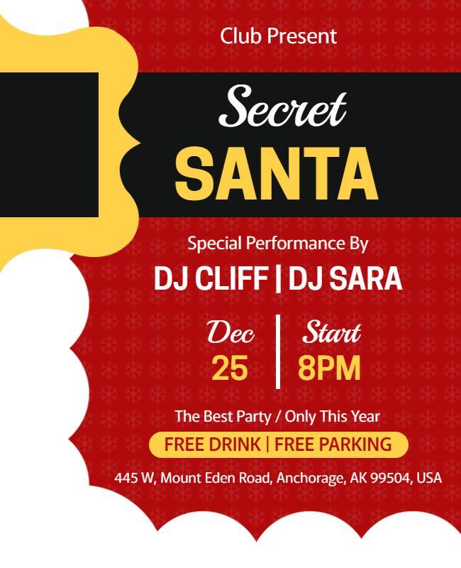 Secret Santa Party with Dj Performance Flyer Template