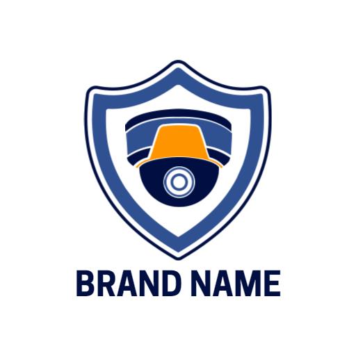 Secure Blue Shield Featuring CCTV Surveillance Camera Logo Template