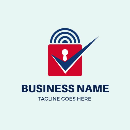 Secure Red and Blue VPN Design with Privacy Icon Logo Template