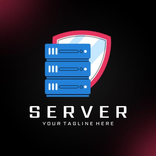 Secure Server Design with Shield and Data Storage Logo Template