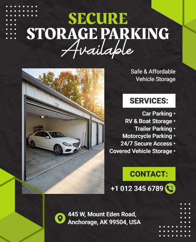 Secure Vehicle Storage Parking Promotion Flyer Template