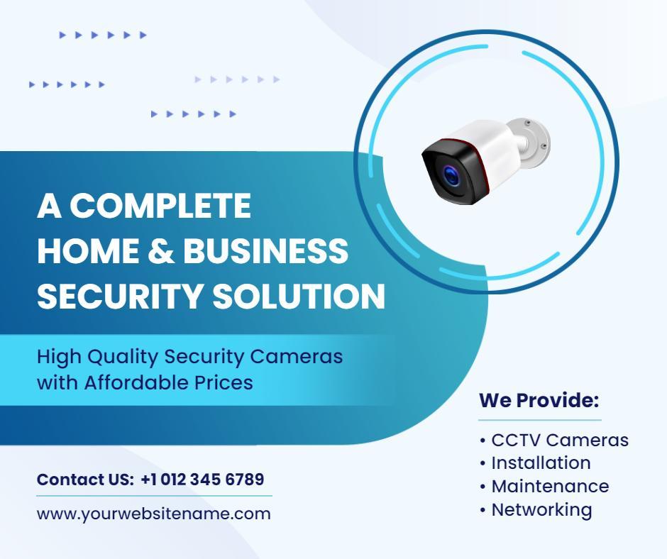 Security Camera Solutions for Home and Business Facebook Flyer Template