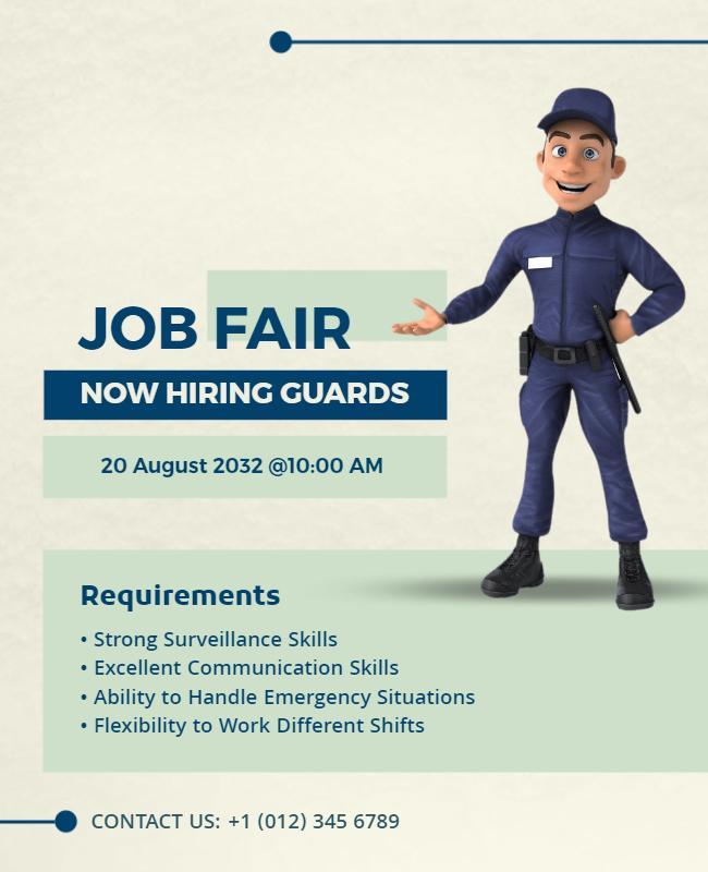 Security Guard Job Fair Hiring Flyer Template