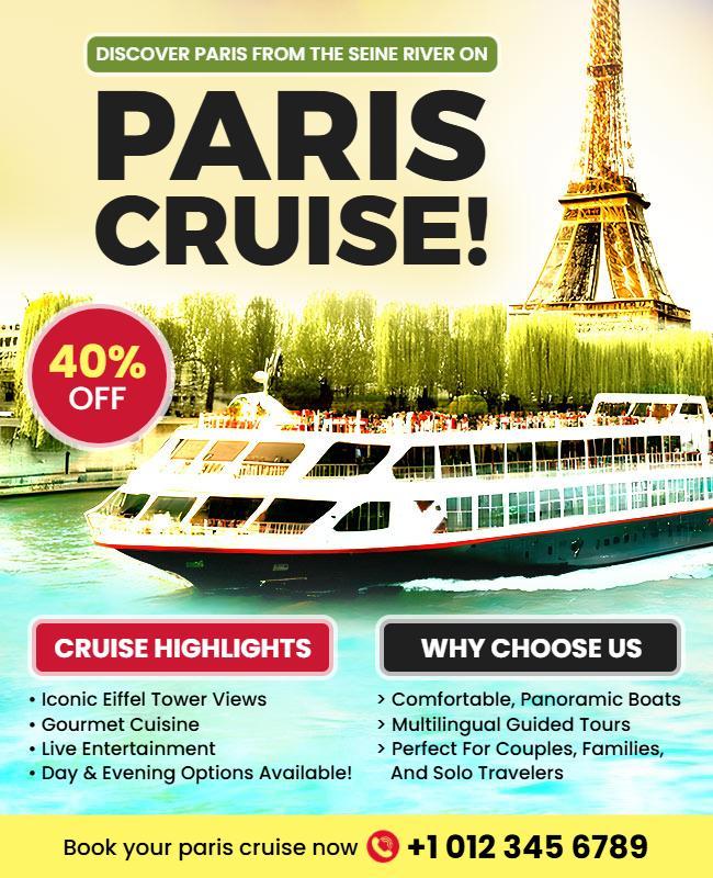 Seine River Paris Cruise Experience Flyer Template