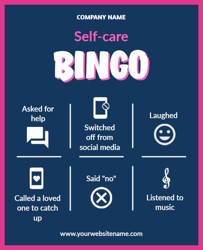 Self Care Bingo Activity Flyer Template