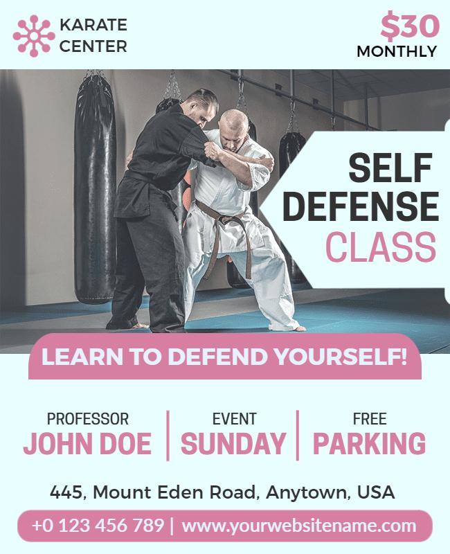 Self Defense Karate Class Flyer Template