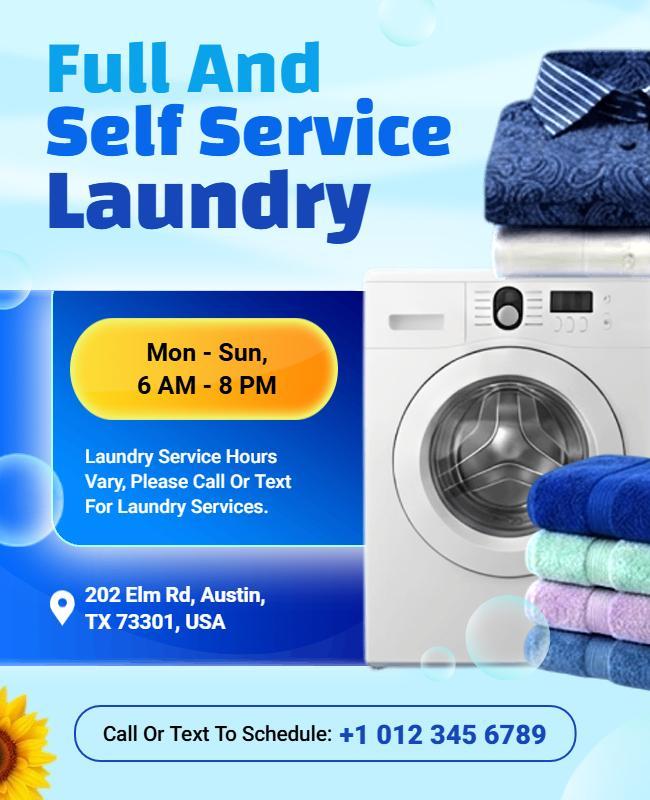 Self Service Laundry Business Poster Template