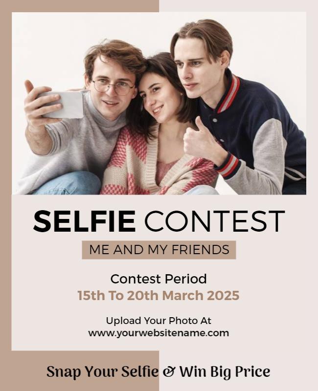 Playful Selfie Contest for Friends and Fun Moments Flyer Template