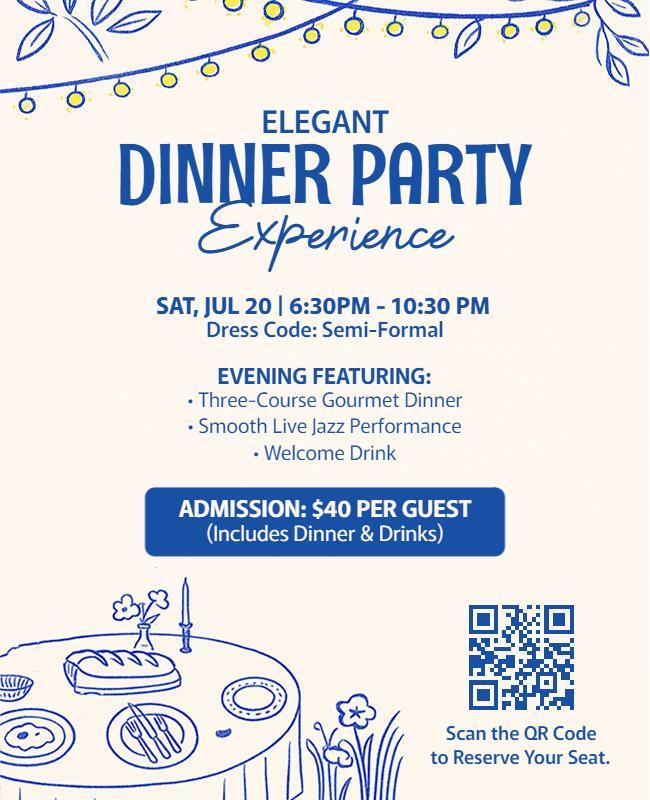 Semi-Formal Dinner Party Invitation Flyer Template