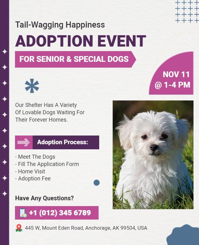 Senior and Special Dogs Adoption Event Flyer Template