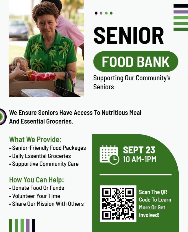Senior Community Food Bank Support Flyer Template