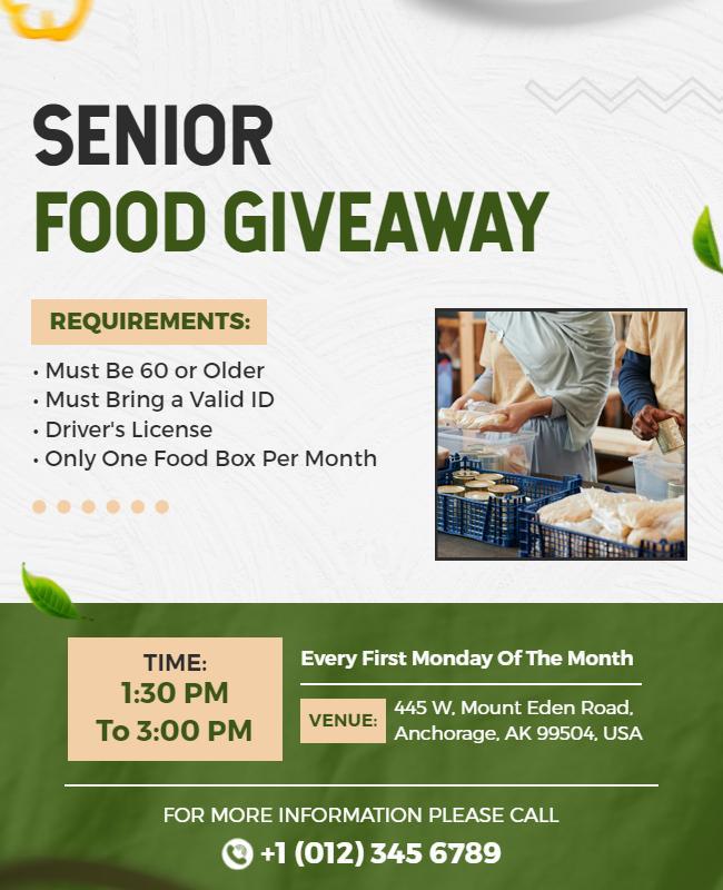 Senior Community Food Giveaway Flyer Template