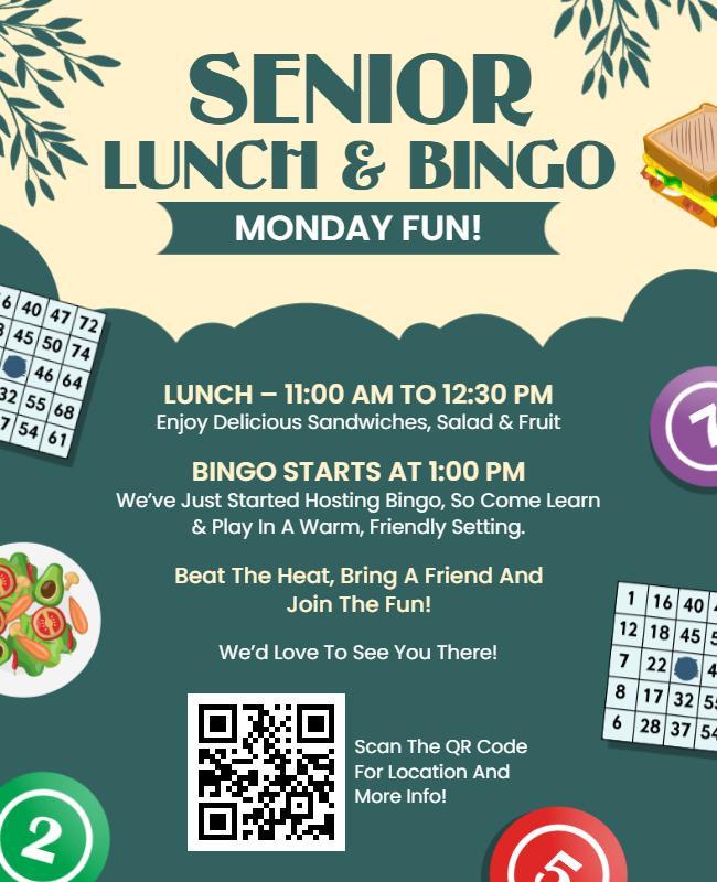 Senior Lunch and Bingo Event Flyer Template