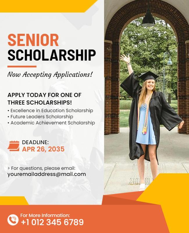 Senior Scholarship Application Announcement Flyer Template