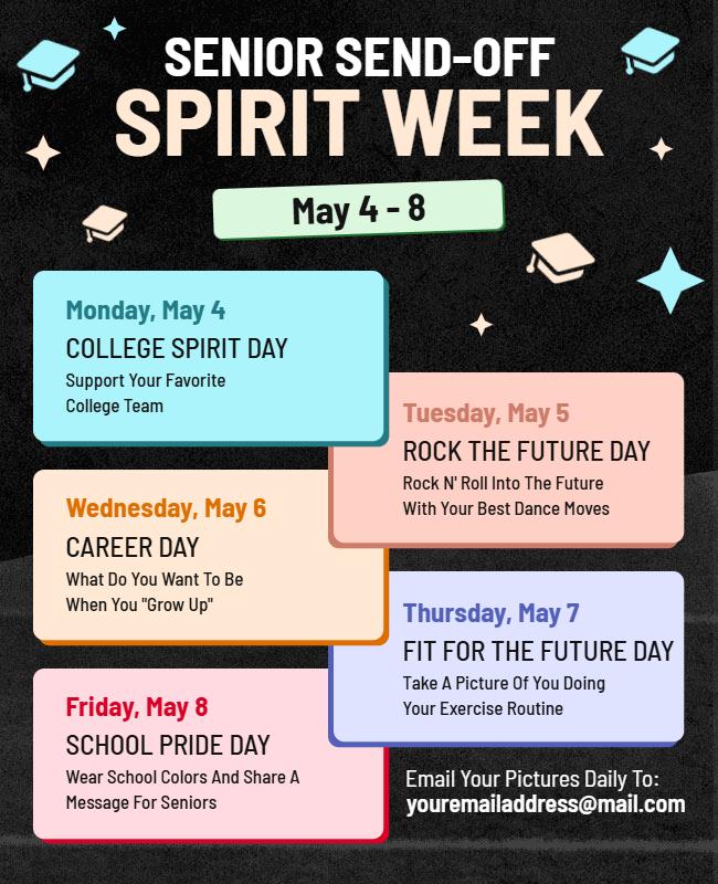 Senior Send-Off Spirit Week Event Poster Template