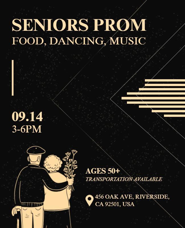 Seniors Prom Event Flyer with Food and Music Template