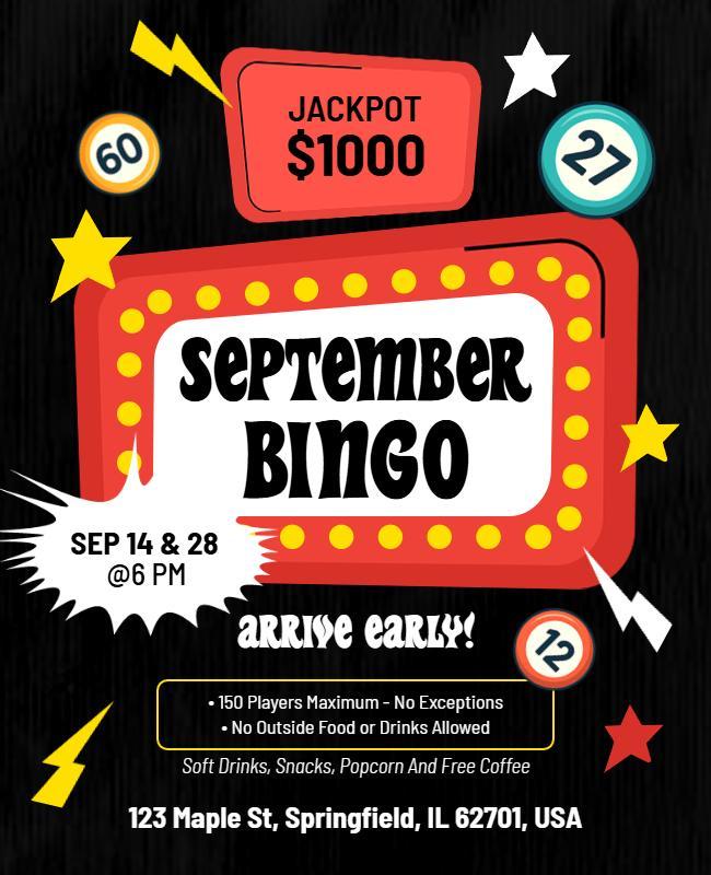 September Bingo Event Promotional Flyer Template