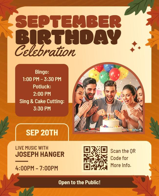 September Birthday Celebration Event Flyer Template