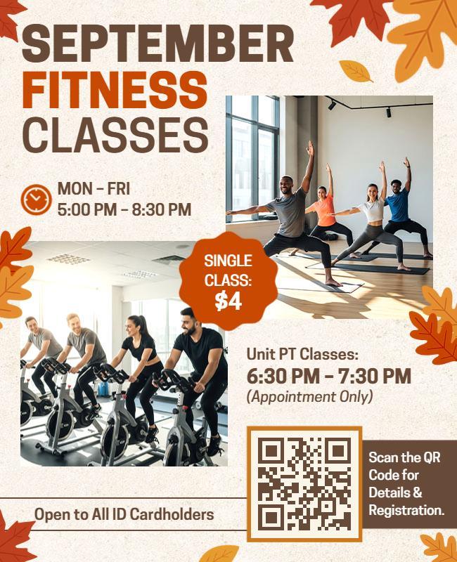 September Fitness Classes Promotional Flyer Template