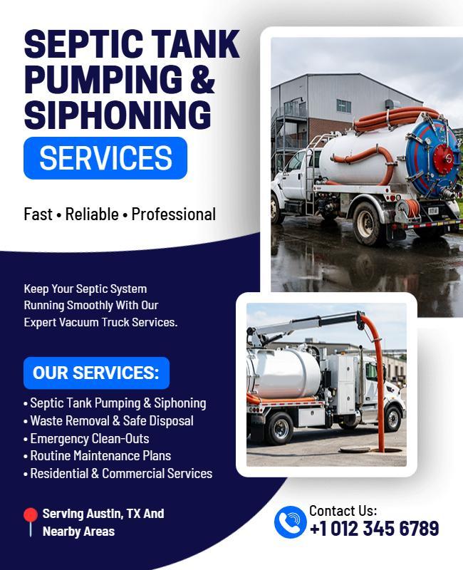 Septic Tank Pumping and Siphoning Services Flyer Template