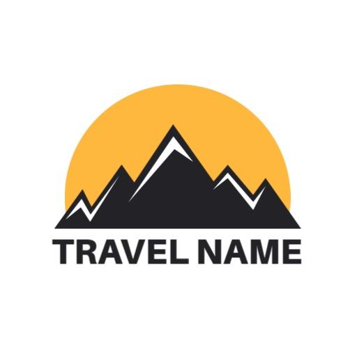 Serene Black Mountains with a Bright Yellow Sun Logo Template