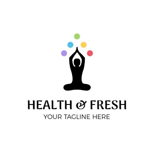 Serene Black Yoga Pose with Colorful Wellness Elements Logo Template