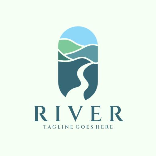 Serene Blue and Green Landscape Design for River Logo Template