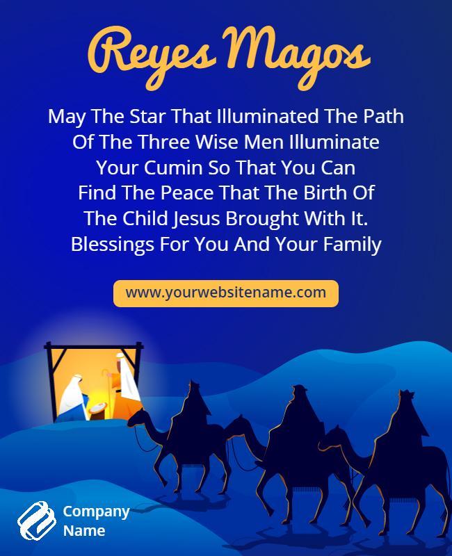 Serene Blue Three Wise Men Celebration Poster Template