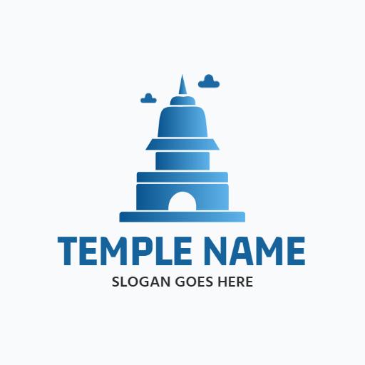 Serene Blue Tower Design Symbolizing Spiritual Temple Logo Template