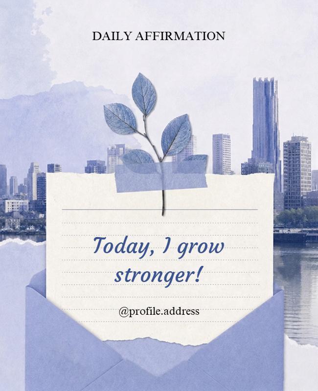 Serene Blue Watercolor Cityscape Daily Affirmation Poster Template