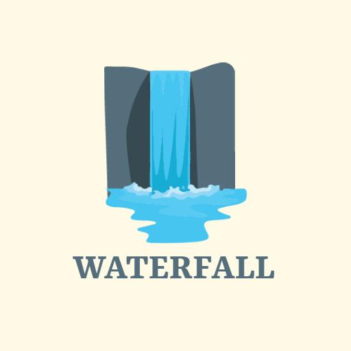 Serene Blue Waterfall Flowing into Calming Pool Logo Template