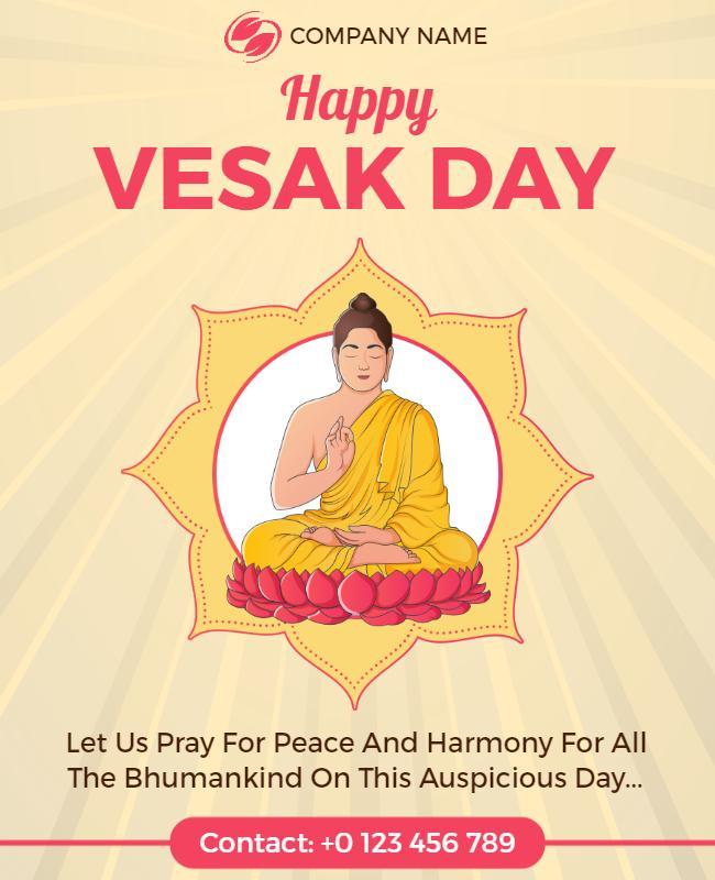 Serene Buddha Illustration for Happy Vesak Day Poster Template