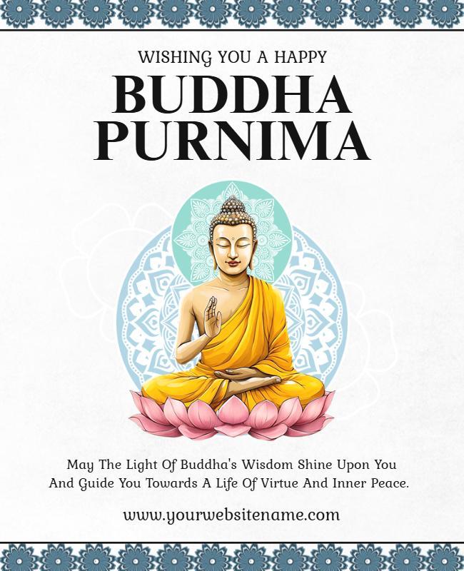 Serene Buddha Purnima Celebration with Lotus Flowers Poster Template