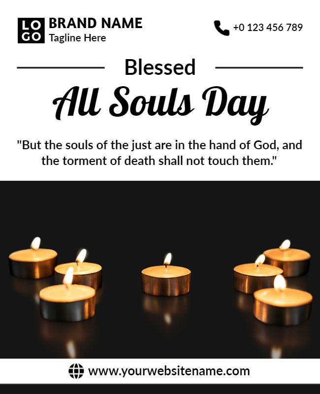 Serene Candlelight Tribute for All Souls Day Poster Template