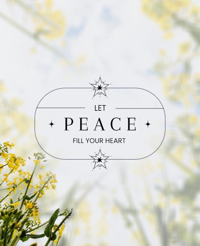 Serene Floral Peaceful Message Inspirational Poster Template