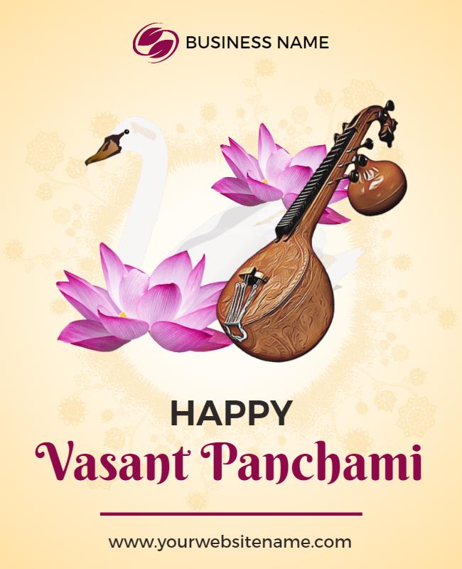 Serene Floral Vasant Panchami Celebration Poster Template