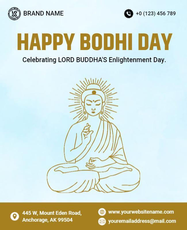 Serene Gold Buddha Image for Bodhi Day Celebration Poster Template