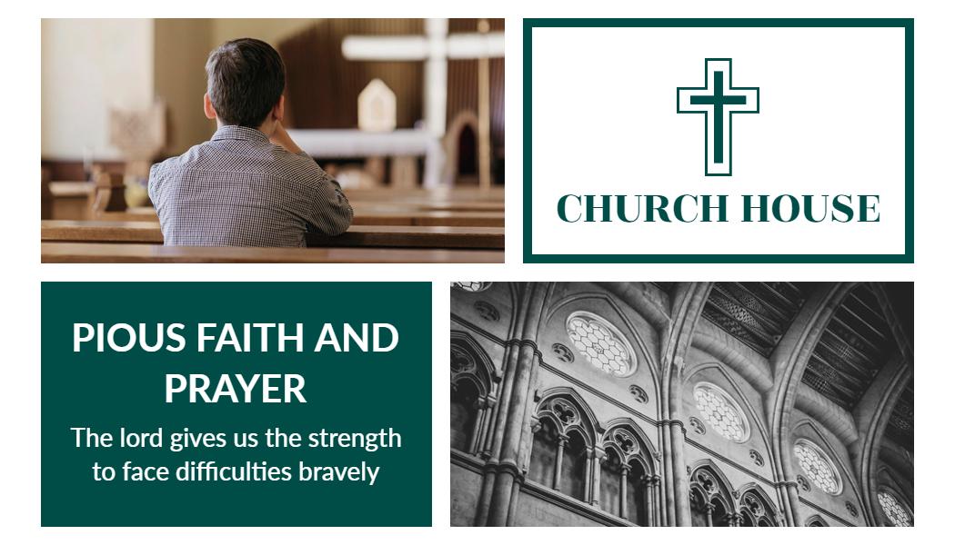 Serene Green Church and Prayer Reflection Business Card Template