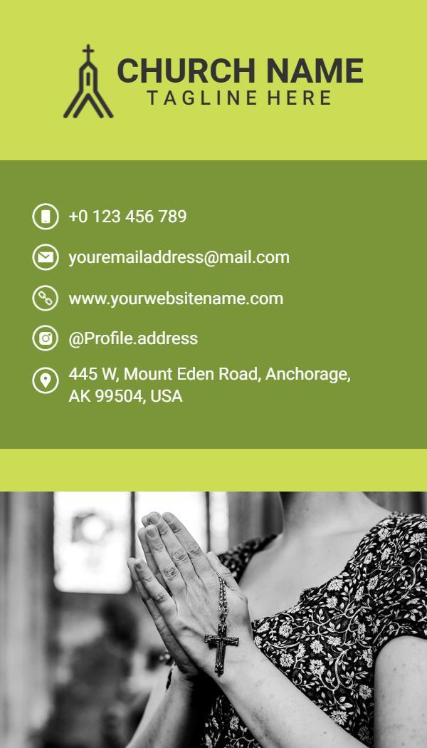 Serene Green Church Community Outreach Business Card Template