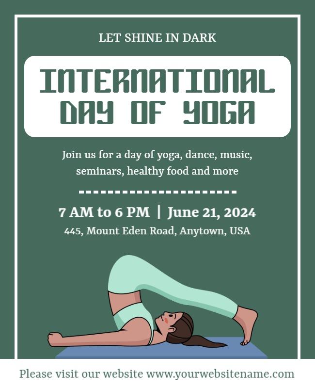 Serene Green International Day of Yoga Celebration Poster Template