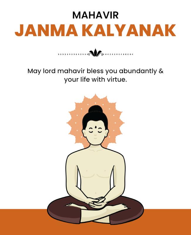 Serene Illustration for Mahavir Janma Kalyanak Poster Template