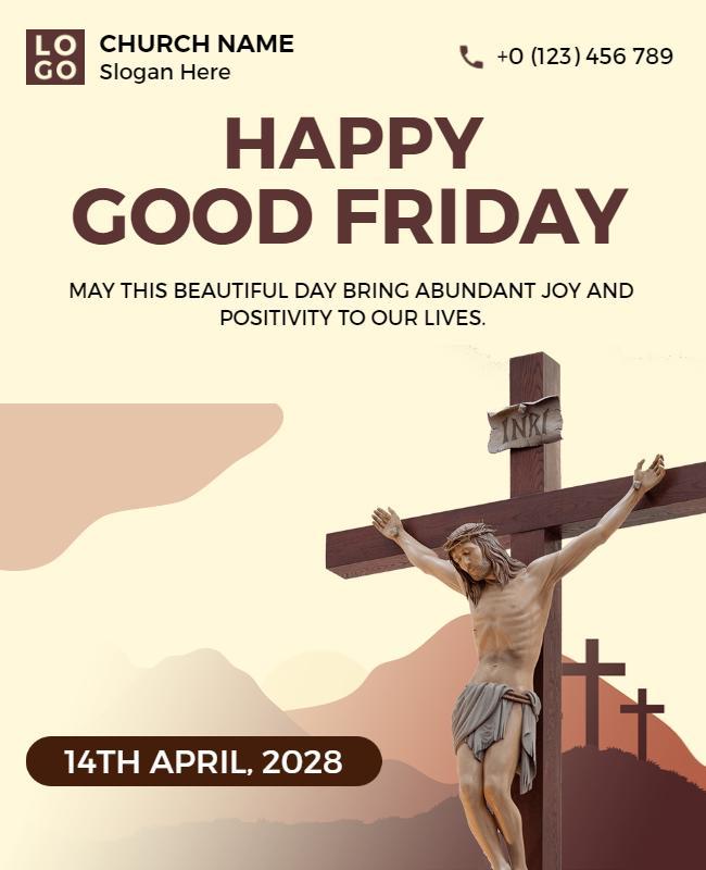 Serene Minimalist Easter Good Friday Church Poster Template