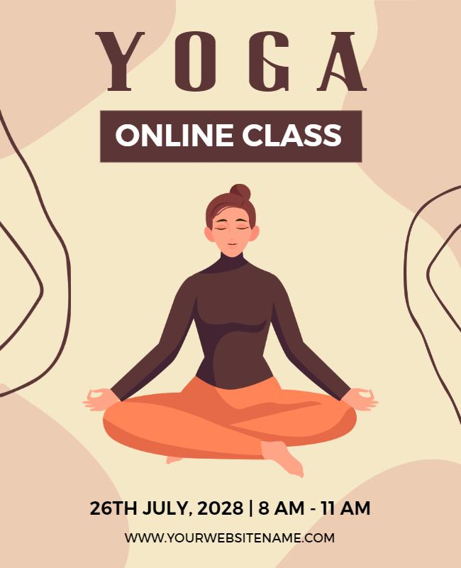 Serene Minimalist Yoga Online Class Poster Template