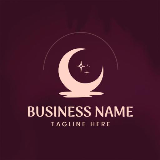 Serene Moon Reflection with Stars and Tranquil Waters Logo Template