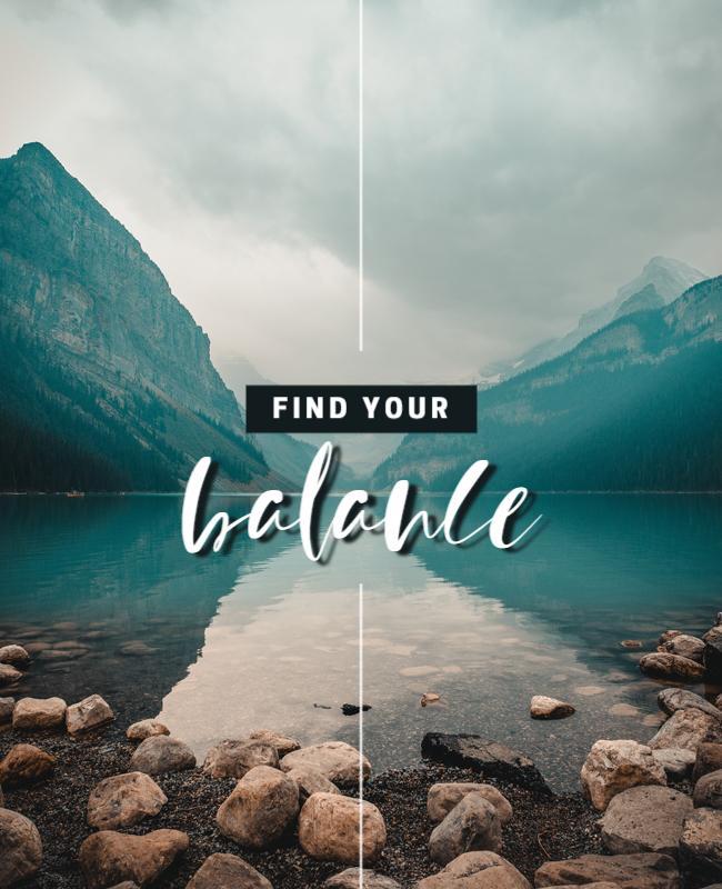 Serene Mountain Lake Retreat Self-Care Balance Poster Template