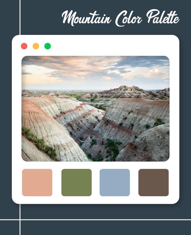 Serene Mountain Landscape with Earthy Color Palette Poster Template