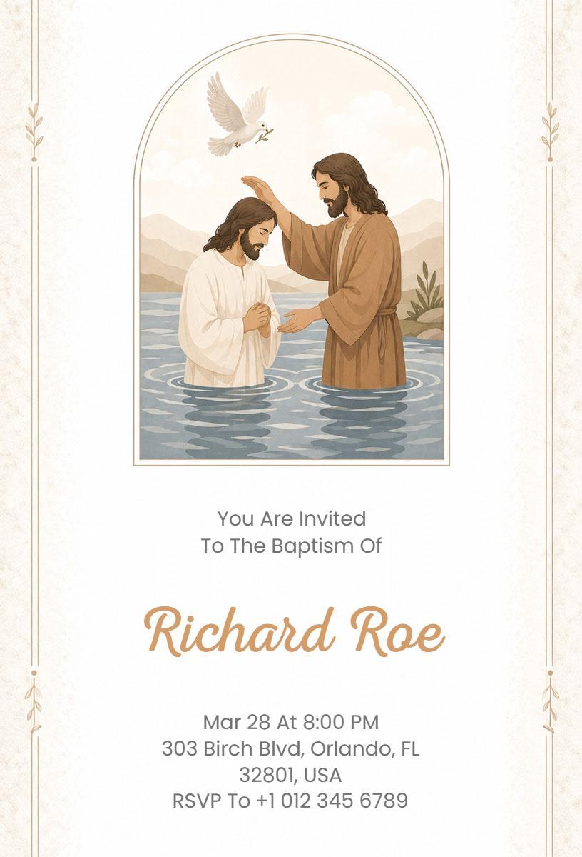 Serene Nature Themed Baptism Celebration Invitation Template
