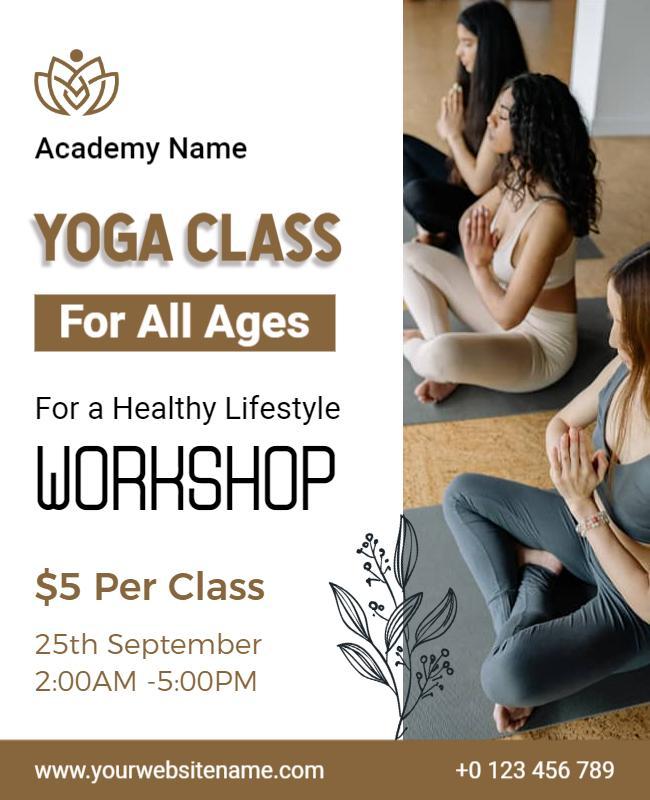 Serene Neutral Yoga Workshop for All Ages Flyer Template