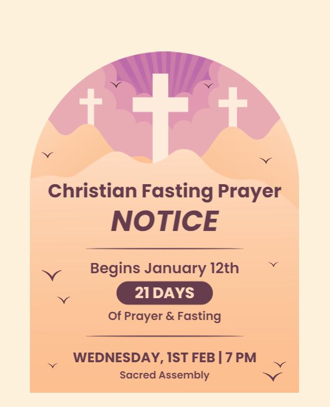 Serene Pastel Christian Fasting Prayer Notice Poster Template